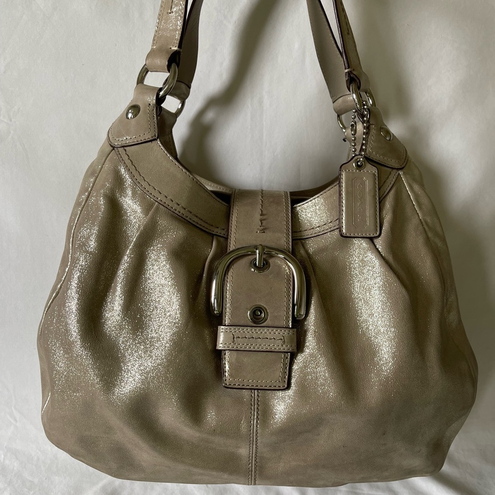 Coach Soho Lynn Hobo Buckle Bag Gold Metallic style 15075